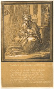 Mediterende Vrouw door John Baptist Jackson, after Parmigianino