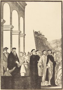 Presentatie van de Maagd in de Tempel [linker plaat] door John Baptist Jackson after Titian