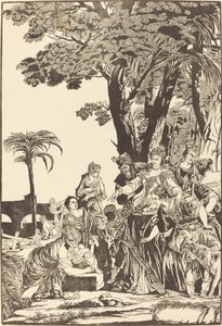 De Vondst van Mozes door John Baptist Jackson after Veronese