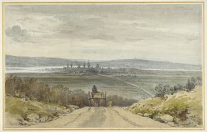 Uitzicht op Oxford vanaf Shotover Hill tijdens overstroming, 10 januari 1791 door John Baptist Malchair