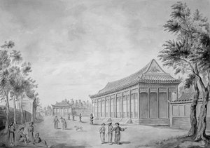 Zaal van het publiek in het Oude Zomerpaleis, Beijing, 1793 door John Barrow