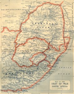 Kaart van het oorlogsgebied in Zuid-Afrika, 1901