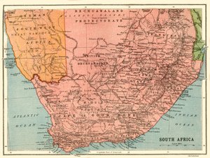 Kaart van Zuid-Afrika, ca. 1914, ca. 1920 door John Bartholomew and Son