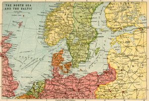 Kaart van de Noordzee en de Oostzee, ca. 1914