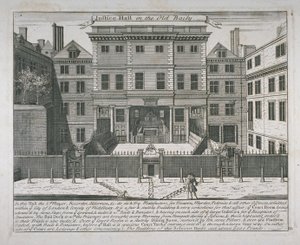 Zicht op de Rechtbank, Old Bailey, c.1740