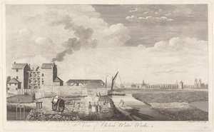 Gezicht op de waterwerken van Chelsea door John Boydell