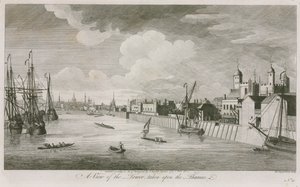 Een aanblik van de Tower of London genomen vanaf de Rivier de Theems