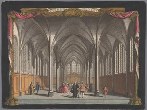 Gezicht op het interieur van de Temple Church te Londen door John Boydell