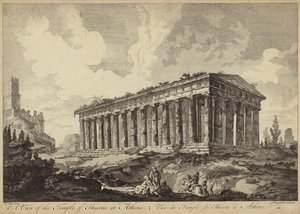 Uitzicht op de Tempel van Theseus, Athene, Griekenland (gravure)