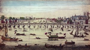 Westminster Bridge, kijkend naar het westen, gepubliceerd door J. Bowles, 1747