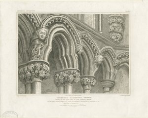 Interieur van Lichfield Cathedral - Bogen in de kapittelzaal: gravure, nd [c 1819]
