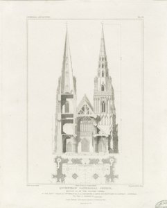 Lichfield Kathedraal - Westelijke Voorzijde: gravure, nd [ca. 1819]