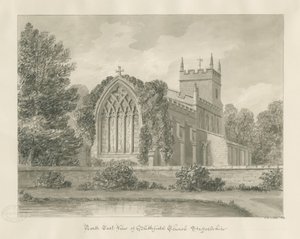 Blithfield Kerk: sepia tekening door John Buckler