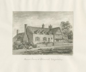 Bloxwich - oud huis: sepia tekening door John Buckler