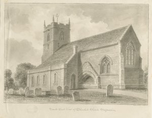 Blymhill Kerk: sepia tekening door John Buckler