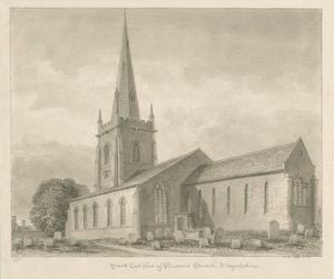 Brewood Kerk: sepia tekening