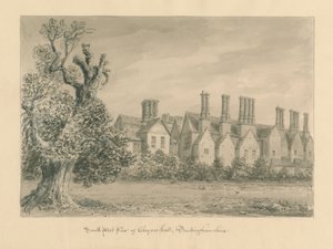 Buckinghamshire - Chenies Hall: sepia tekening, 1824 door John Buckler