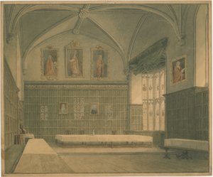 Cambridgeshire - Hal in [?Jesus] College - Interieur, 1818