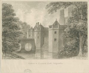Caverswall Castle: sepia tekening door John Buckler