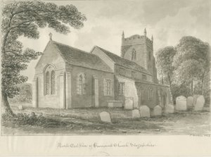 Caverswall Kerk: sepia tekening