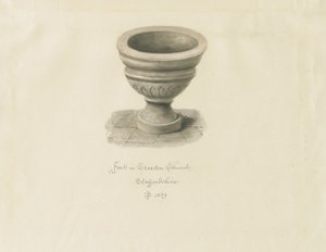 Croxden - Fontein in de Gastenkapel: sepia tekening