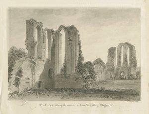 Croxden Abbey: sepia tekening