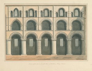 Waltham Abbey - Sectie van de noordzijde van het schip door John Buckler