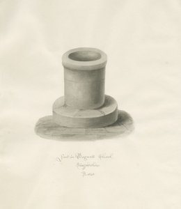 Doopvont in Bagnall Kerk: sepia tekening door John Buckler