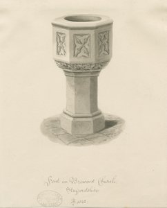 Doopvont in de kerk van Brewood door John Buckler
