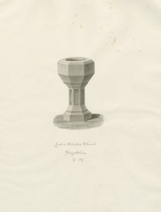 Doopvont in de kerk van Ellastone door John Buckler