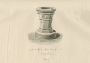 Doopvont in Kings Bromley Kerk, 1839 door John Buckler