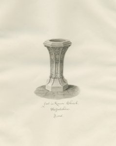 Doopvont in Kinver Church: sepia tekening