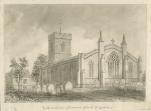Harborne Kerk: sepia tekening