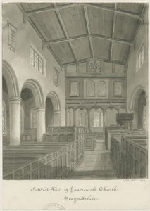 Interieur van Caverswall Kerk door John Buckler