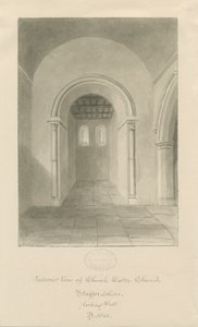 Interieur van Church Eaton Kerk: sepia tekening door John Buckler