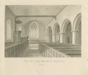 Interieur van High Offley Kerk door John Buckler