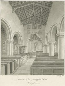 Interieur van de Mayfield-kerk door John Buckler