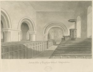 Interieur van Seighford Kerk door John Buckler