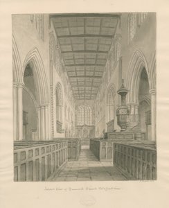 Interieur van de kerk van Tamworth door John Buckler
