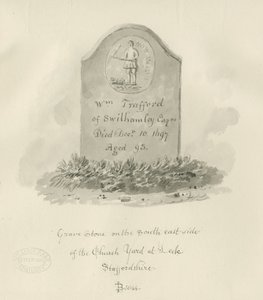 Leek Kerk - Grafsteen: sepia tekening