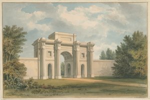 Leicestershire - Gopsall Huis - De Poort, 1820 door John Buckler