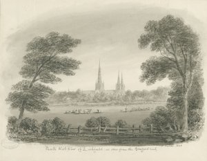 Lichfield Kathedraal - Noordwestelijke aanzicht (veraf) door John Buckler