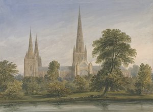 Lichfield Kathedraal - Zuidoostaanzicht: aquarel, nd [?1842]