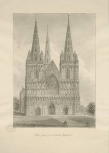 Lichfield Kathedraal - Westgevel door John Buckler