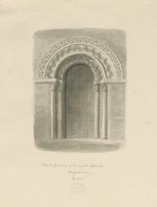 Longdon Church - Zuidelijke deur: sepia tekening door John Buckler