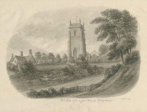 Longdon Church: sepia tekening