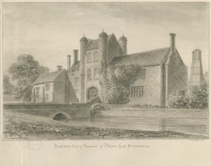 Pillaton Hall: sepia tekening, 1841 door John Buckler