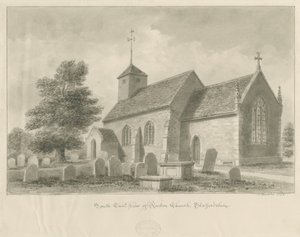 Ranton Kerk: sepia tekening, 1842 door John Buckler