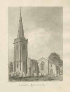 Rolleston Church: sepia tekening door John Buckler