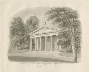 Shugborough - Dorische Tempel: sepia tekening, 1842